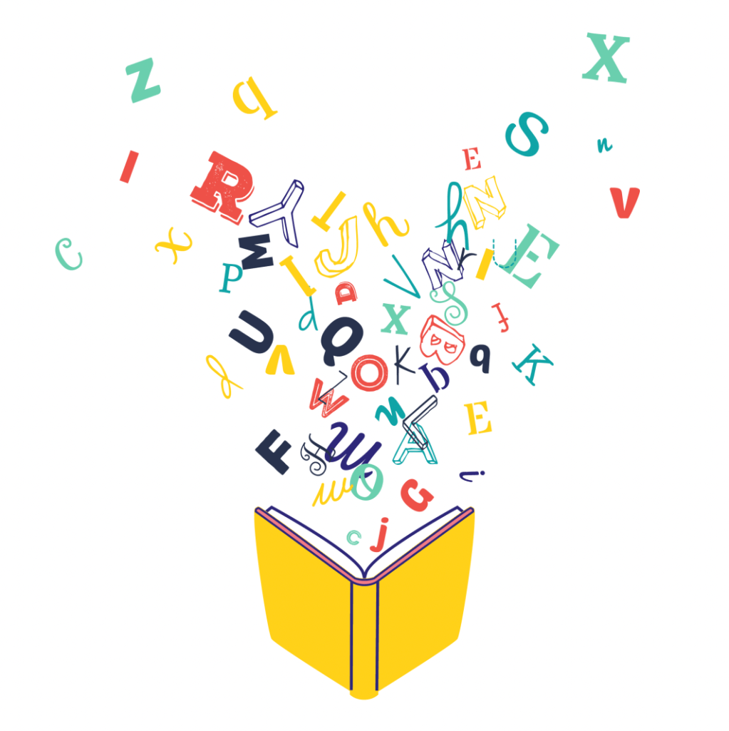 Libro con lettere che escono fuori